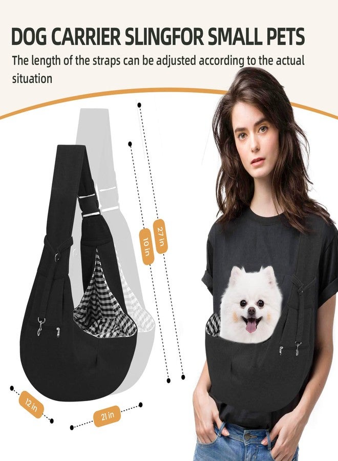 Riuja Adjustable Dog Carrier Sling - Hand-Free Dog Carriers for Small Dogs and Cats, Puppy Sling Carrier with Zipper Purse Pocket, Travel Safety Harness, Puppy Essentials(Black) - Image 3