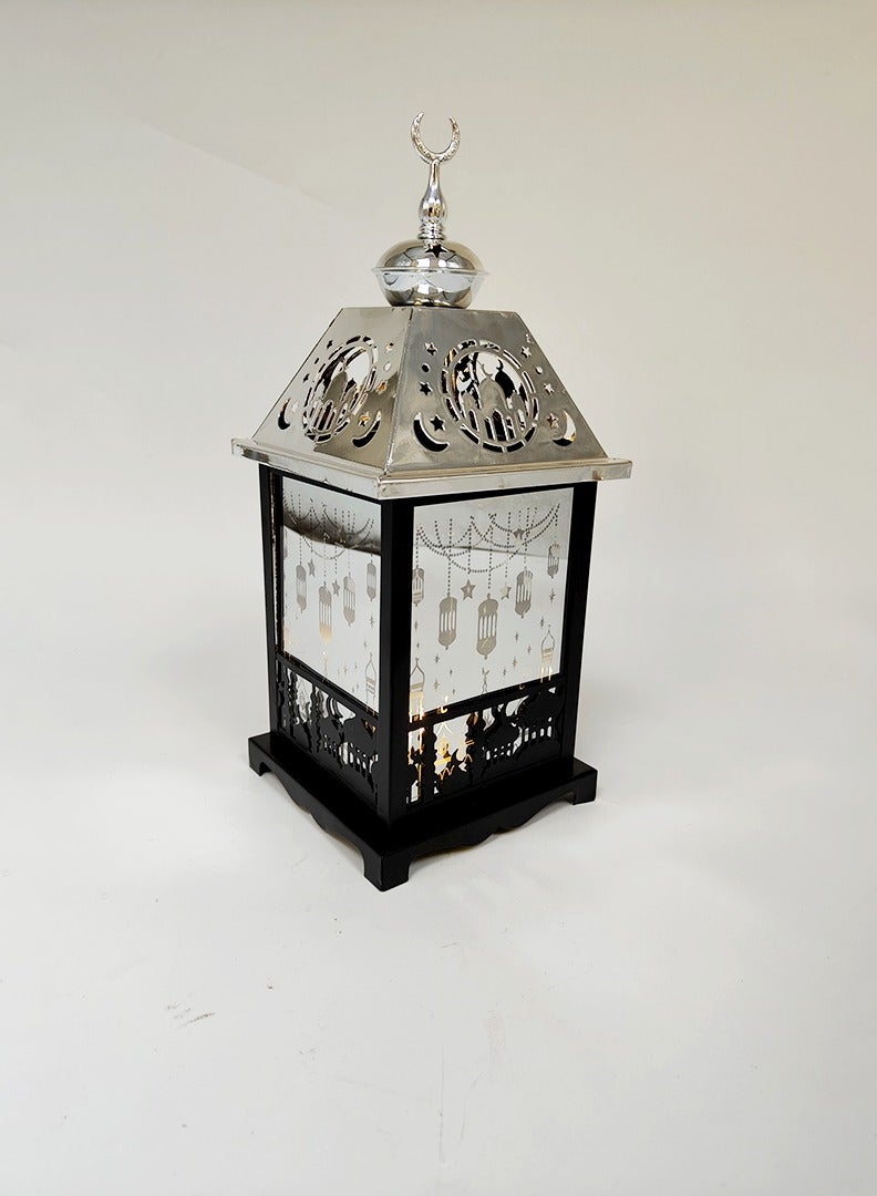 Living Black illuminated Ramadan lantern with elegant silver touch decorated - Image 3