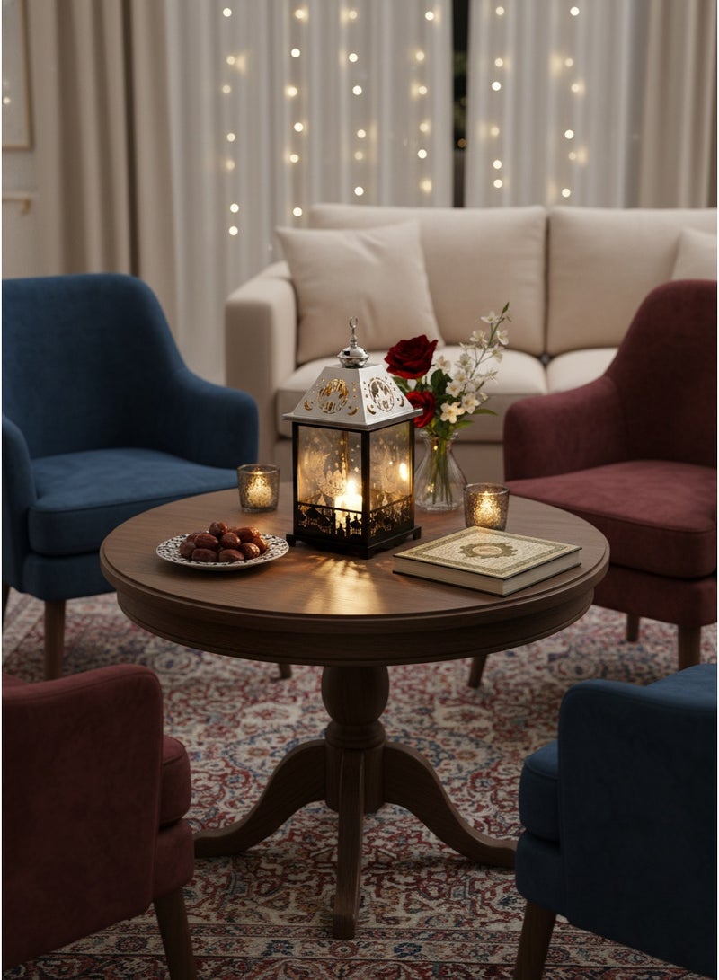 Living Black illuminated Ramadan lantern with elegant silver touch decorated - Image 2