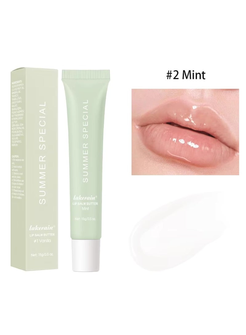 lakerain Summer Special Lip Butter Balm Non Greasy Soothes Dry Lip Care Oil Moisturizing Lightweight Summer Lip Balm for Dark and Dry Lips Hydrating and Nourishing Lip Gloss 15g Mint 02 - Image 2