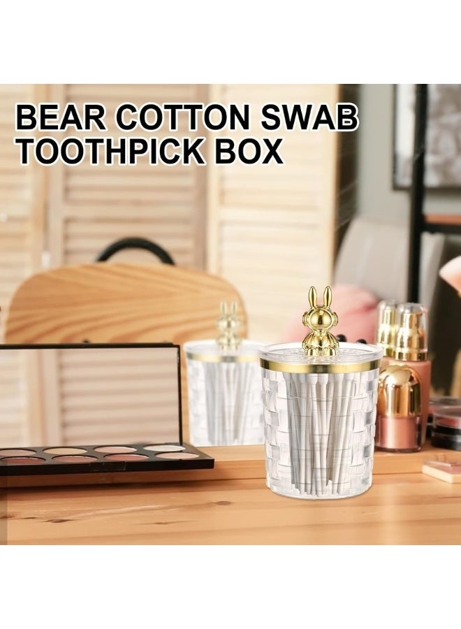 Arabest Bear Shaped Cotton Swab Holder, Cotton Swab Dispenser for Storage of Cotton Balls, Pads, Swabs, and Dental Floss. - Clear - Image 5