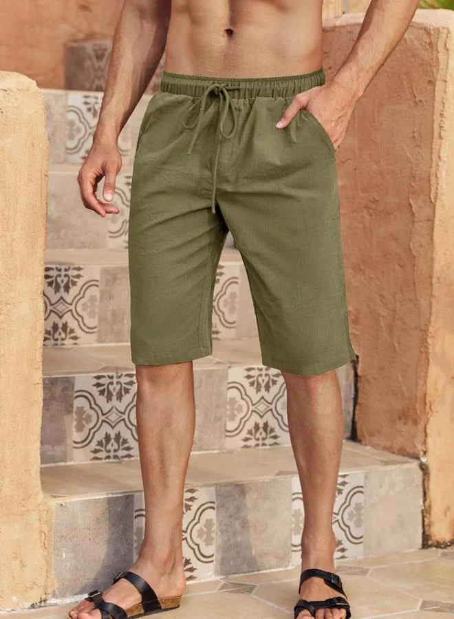 ستايلي Styli Solid Bermuda Shorts with Drawstring