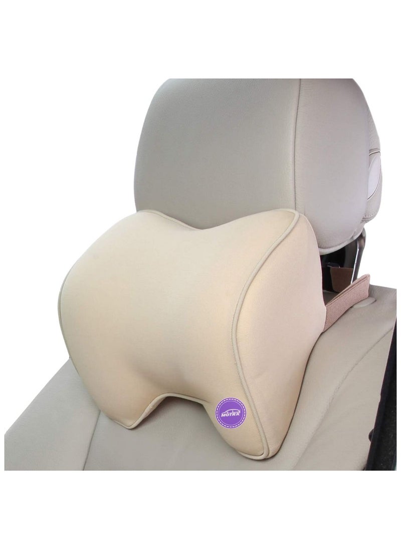 MOTRK Car Neck Support Pillow for Neck Pain Relief When Driving,Headrest Pillow for Car Seat with Soft Memory Foam – beige 