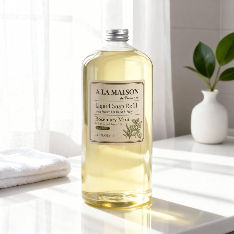 A LA MAISON Rosemary Mint Liquid Soap Bottles Moisturizing Natural Hand Wash Soap, Triple French Milled, Gentle To Hands, 33.8 Fl Oz - Image 3