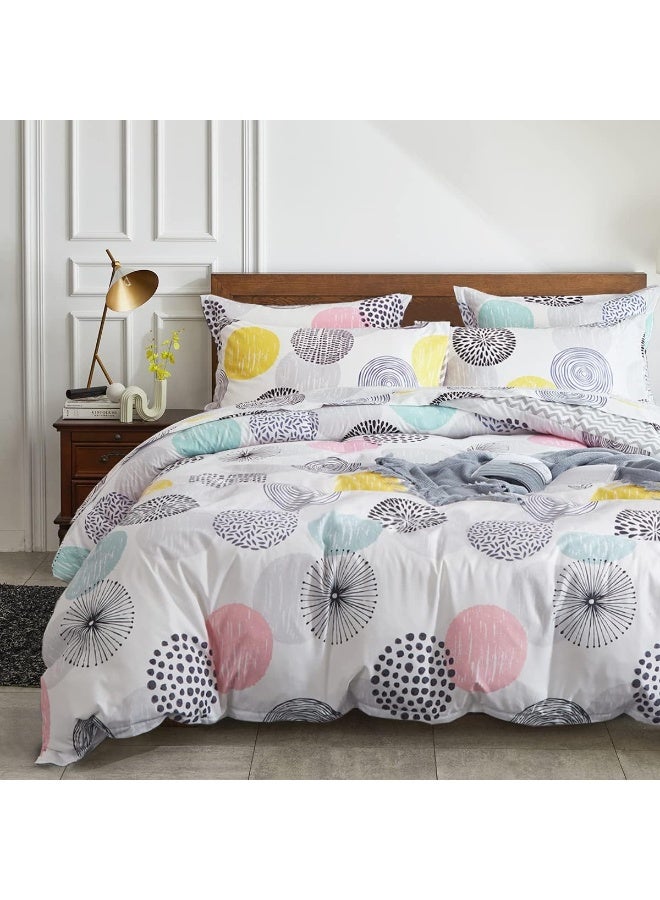 Uozzi Bedding 7 Pieces Comforter Sheet Set Queen Size Bed in a Bag - Colorful Dots Style - Soft Microfiber, Spring Reversible Bedding Set (1 Comforter, 2 Pillow Shams, 1 Flat Sheet, 1 Fitted Sheet, 2 Pillowcases) - Image 1