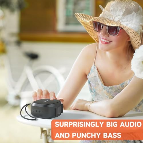 PEICHENG Speaker, Small Portable Bluetooth Wireless IPX5 Waterproof Shower Speaker,Loud Stereo Sound Deep Bass,TWS Paire, RGB Lights,Long Playtime for Outdoor Party, Great Gift,1PC(Black) - Image 4