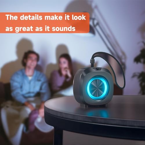 PEICHENG Speaker, Small Portable Bluetooth Wireless IPX5 Waterproof Shower Speaker,Loud Stereo Sound Deep Bass,TWS Paire, RGB Lights,Long Playtime for Outdoor Party, Great Gift,1PC(Black) - Image 2