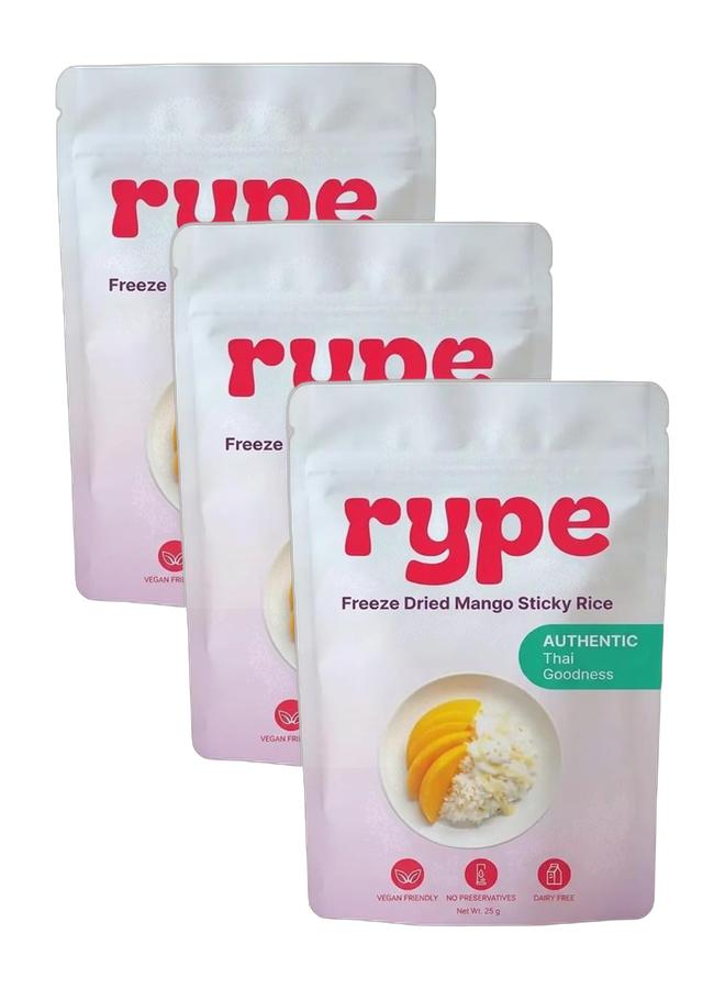 Rype Pack of 3 - Rype Freeze Dried Mango Sticky Rice – Authentic Thai Dessert Snack Bundle - Image 1