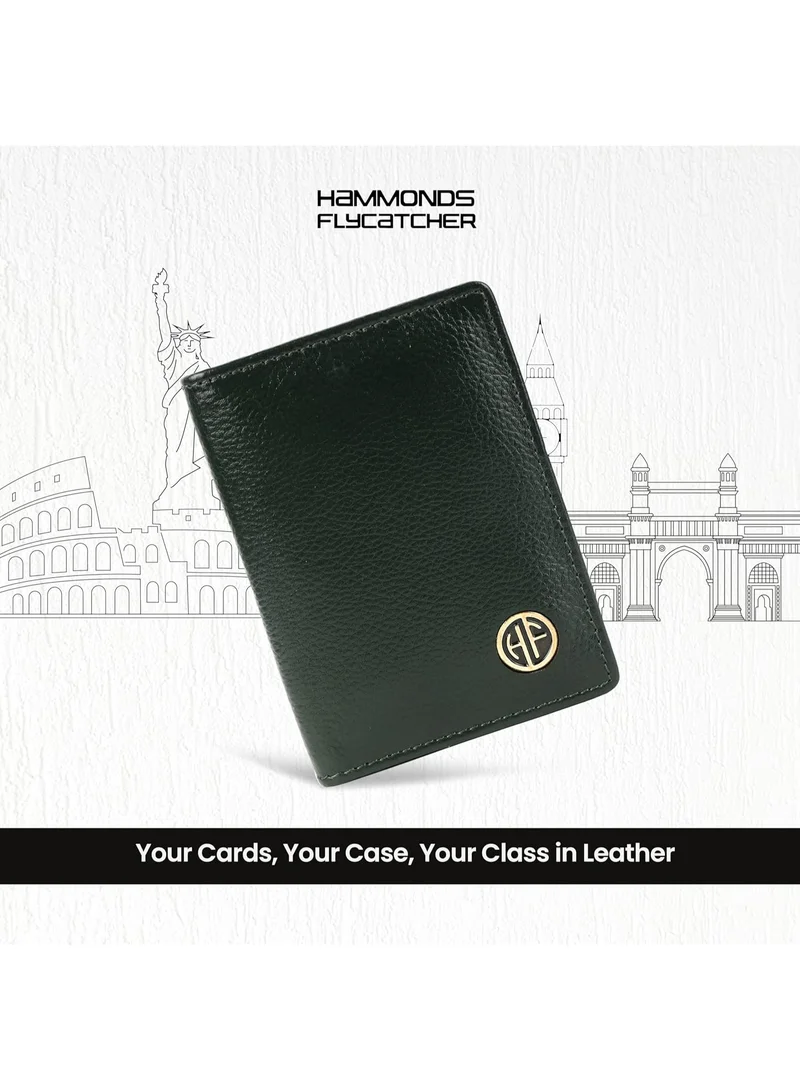 Hammonds Flycatcher  Leather Card Holder for Men and Women, Green | RFID Protected Leather Card Holder Wallet for Men| Card Wallet Upto 8 Credit Cards/Debit Cards- Slim Bi-Fold Card Holder  | Best Price UAE