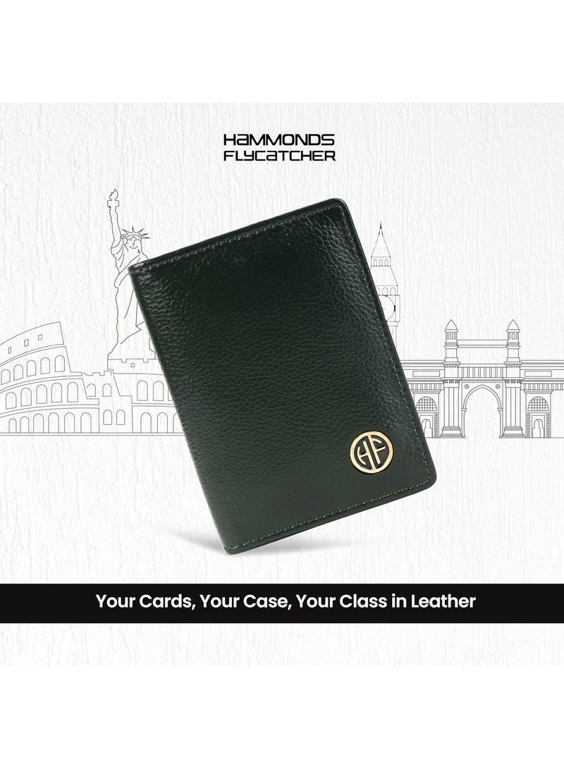  هاموندز فلاي كاتشر حامل بطاقات جلدي للرجال والنساء، أخضر | محفظة بطاقات جلدية للرجال مزودة بخاصية تحديد الهوية بموجات الراديو | محفظة بطاقات تتسع لـ 8 بطاقات ائتمان/خصم - حامل بطاقات رفيع ثنائي الطي - Image 3