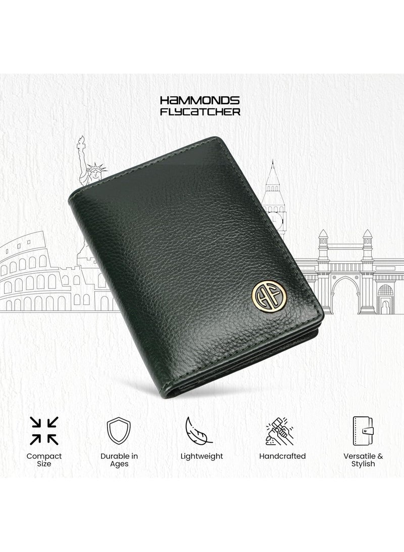  هاموندز فلاي كاتشر حامل بطاقات جلدي للرجال والنساء، أخضر | محفظة بطاقات جلدية للرجال مزودة بخاصية تحديد الهوية بموجات الراديو | محفظة بطاقات تتسع لـ 8 بطاقات ائتمان/خصم - حامل بطاقات رفيع ثنائي الطي - Image 4