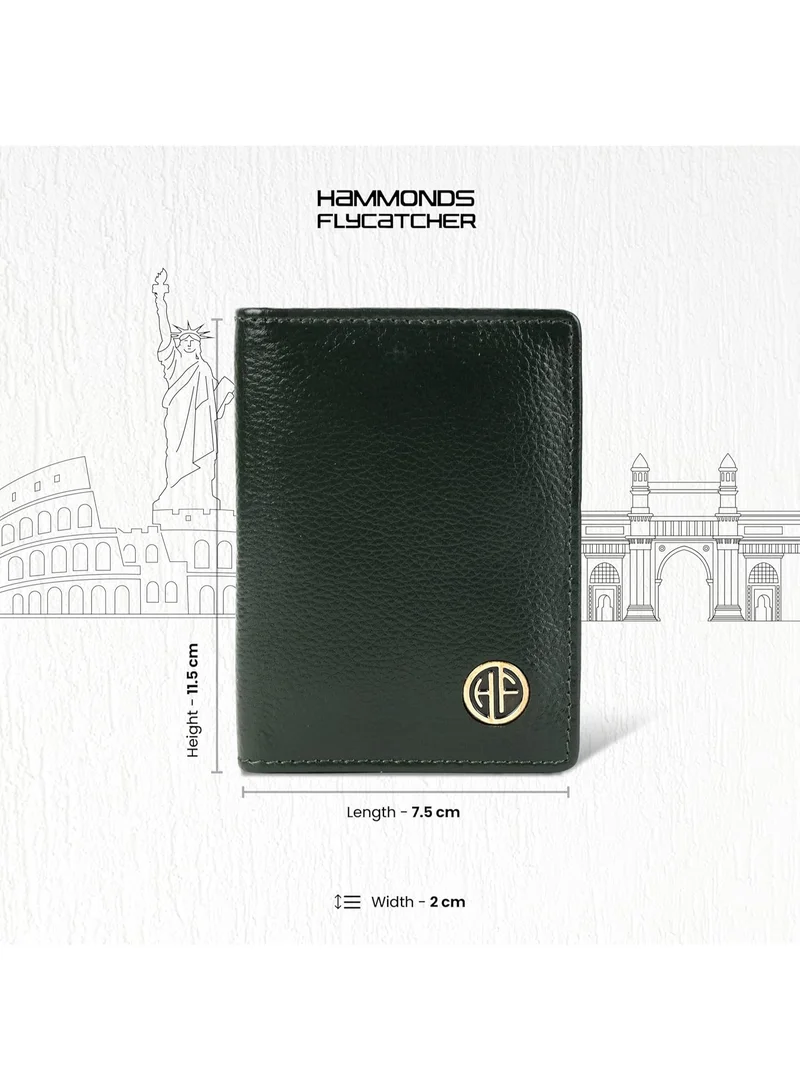 Hammonds Flycatcher  Leather Card Holder for Men and Women, Green | RFID Protected Leather Card Holder Wallet for Men| Card Wallet Upto 8 Credit Cards/Debit Cards- Slim Bi-Fold Card Holder  | Best Price UAE