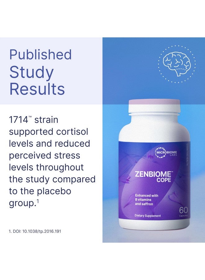 Microbiome Labs ميكروبيوم لابز زينبيوم كوبا - مكمل دعم المزاج البروبيوتيك مع فيتامين ب6، ب12 ومستخلص الزعفران - يعزز القدرة على التعامل مع التوتر العرضي بشكل أفضل (60 كبسولة) - Image 5
