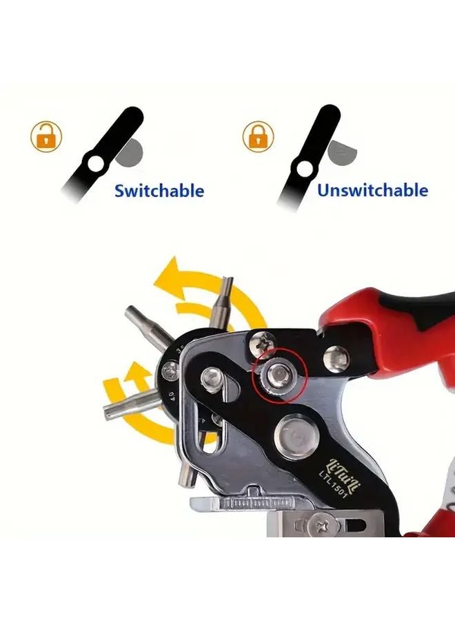 Red Stainless Steel Hole Punch Pliers Leathercraft Tool Multiple Sizes - Image 5