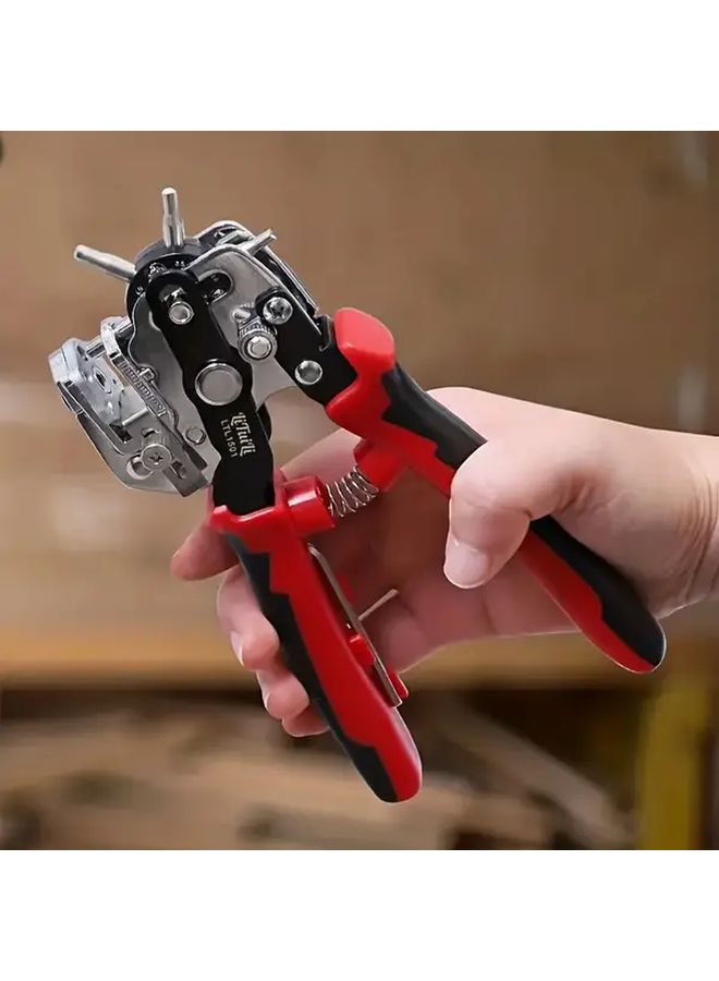 Red Stainless Steel Hole Punch Pliers Leathercraft Tool Multiple Sizes - Image 3