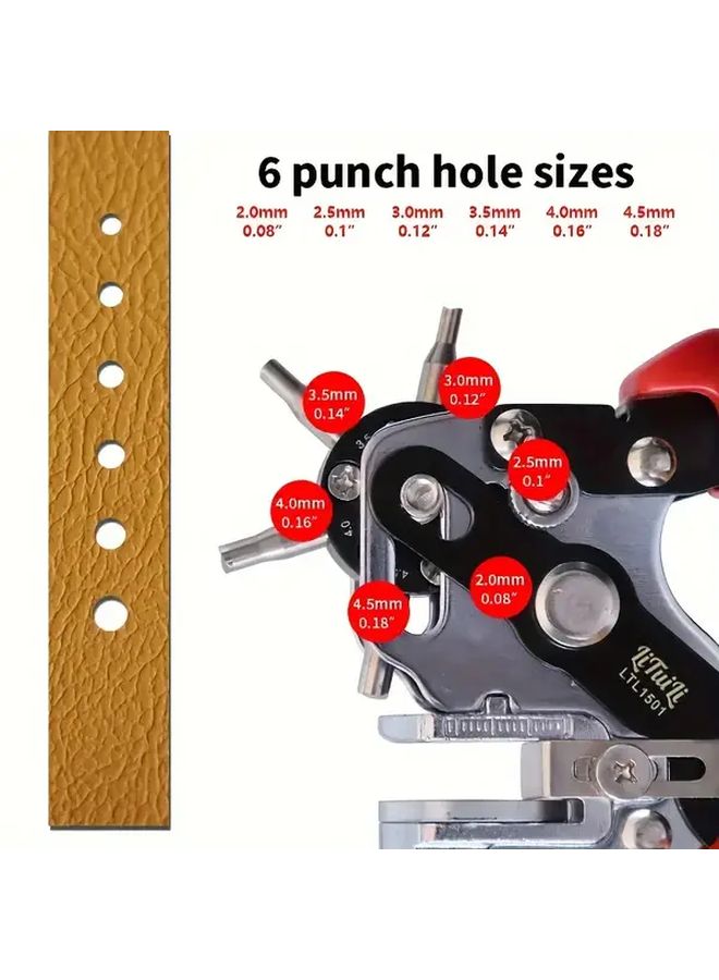 Red Stainless Steel Hole Punch Pliers Leathercraft Tool Multiple Sizes - Image 4