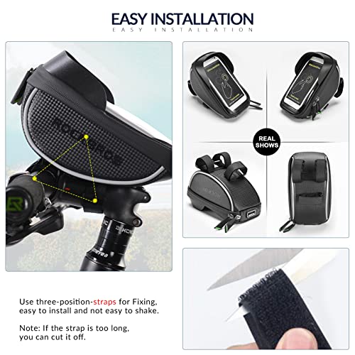 ROCKBROS Bike Phone Mount Bag Front Frame Handlebar, Waterproof Bike Phone Holder Case Bicycle Accessories Pouch Sensitive Touch Screen Compatible with iPhone 11 XS Max XR 8 Plus Below 6.5" - Image 4