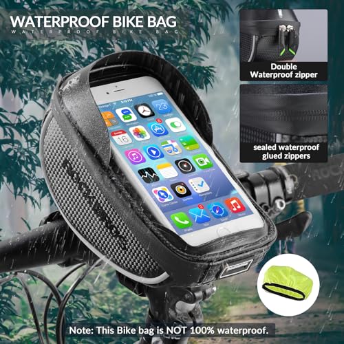 ROCKBROS Bike Phone Mount Bag Front Frame Handlebar, Waterproof Bike Phone Holder Case Bicycle Accessories Pouch Sensitive Touch Screen Compatible with iPhone 11 XS Max XR 8 Plus Below 6.5" - Image 2