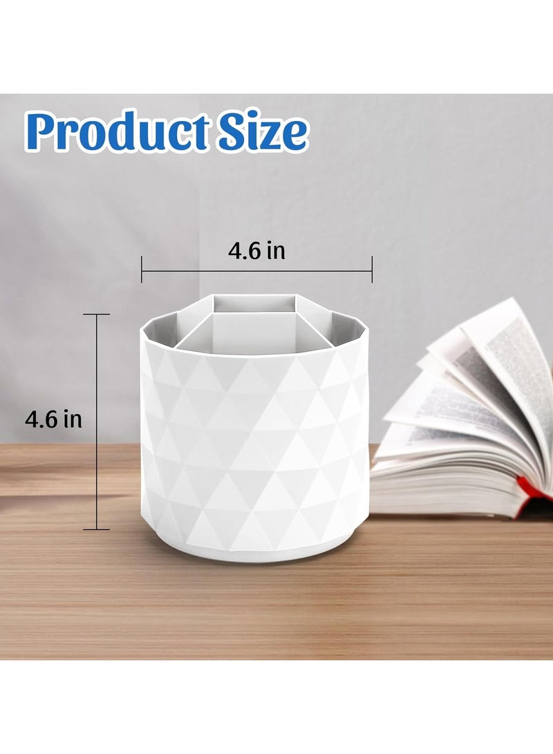 NIIMBOT Rotating Pen Pencil Holder for Desk, 5 Slots Unique White Desk Pen Organizer, Sparkling Diamond-like Pen Holder for Desk 360°Rotating Office Desk Accessories, Pencil Cup for Office, School, Home, Art Supply(White) - Image 2