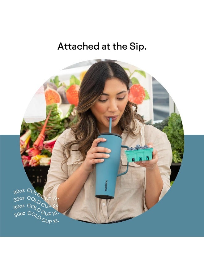 CORKCICLE كوب كوركسيكل البارد XL معزول مع مقبض، غطاء، وقشة، عاصفة، 30 أونصة – زجاجة ماء صديقة لحامل الأكواب تحافظ على المشروبات باردة لمدة 12 ساعة - Image 3