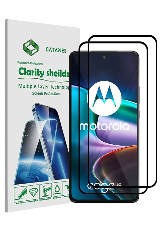 CATANES 2 Pack For Moto Edge30 Screen Protector Tempered Glass Full Glue Back - Image 1