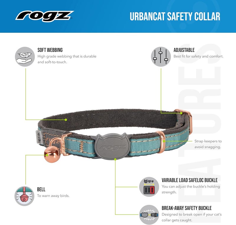 Rogz Urban Cat Safety Collar Small/Medium - Dove Gray - Image 2