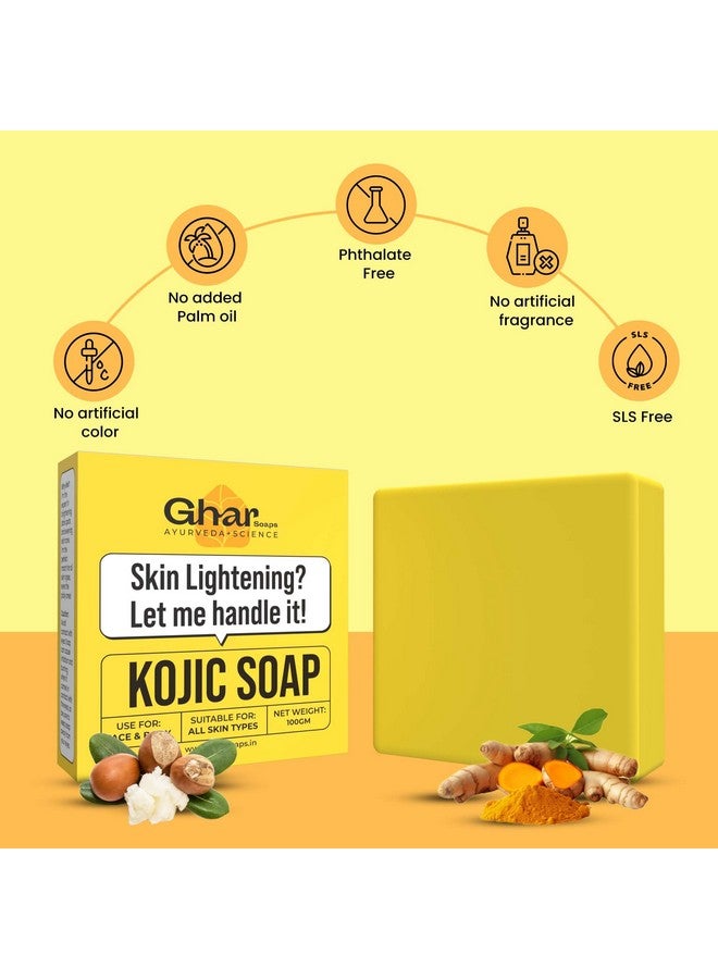 Ghar soaps Kojic Acid 2% Soap With Niacinamide | For Pigmentation, Sun Damage, Brightening Underarm & Reduces Dark Spot | Soap For Men & Women | Suitable For All Skin Types |(Pack Of 2) (100 G X 2) - Image 1