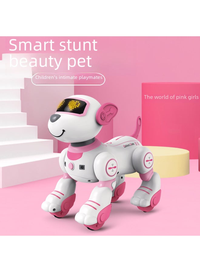JJRC Smart Robot Dog Charging Touch Induction Dynamic Dancing Programmable Remote Control Dog Singing Robot Dog-Color:Milk Powder Voice Control  - Image 2