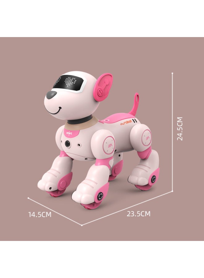 JJRC Smart Robot Dog Charging Touch Induction Dynamic Dancing Programmable Remote Control Dog Singing Robot Dog-Color:Milk Powder Voice Control  - Image 1