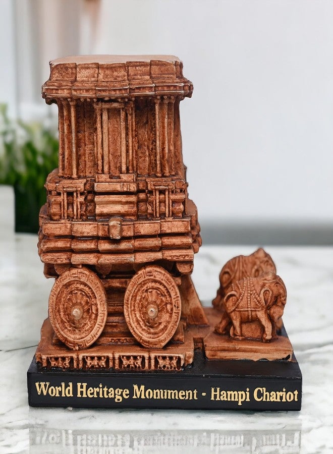 KariGhar Hampi Chariot Resin Memento Replica for Home | Office | Housewarming | Showpiece | Gifitng & Decoration Brown (D_HAMPI) (9.5 x 12 x 11 cm) - Image 1