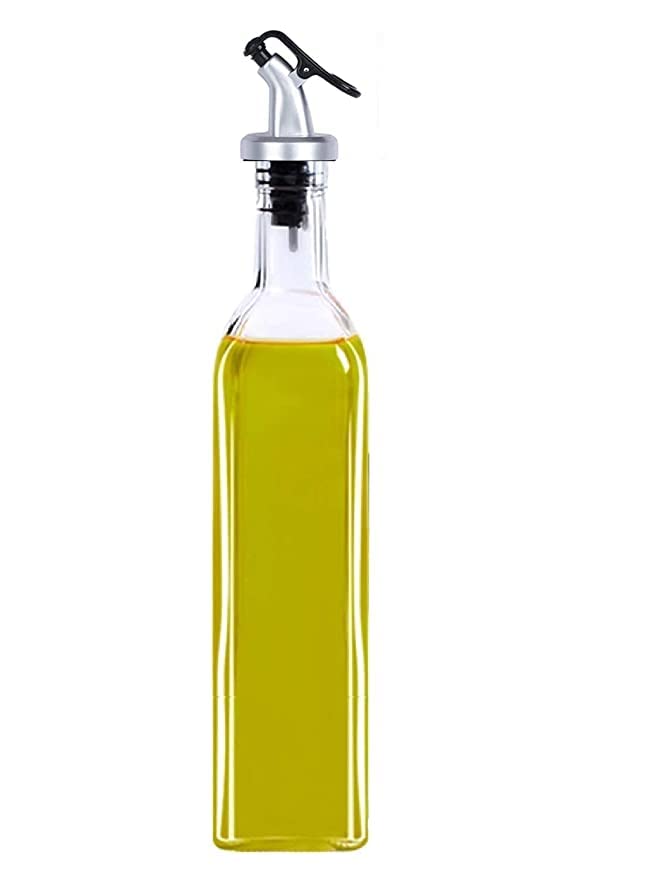KIDINGTON 1 Pcs Glass Oil Dispenser Vinegar Dispenser BPA Free Salad Dressing Cruet Glass Bottle Olive Oil Bottles Dispenser 500 ML Each Pack of 1 - Image 1