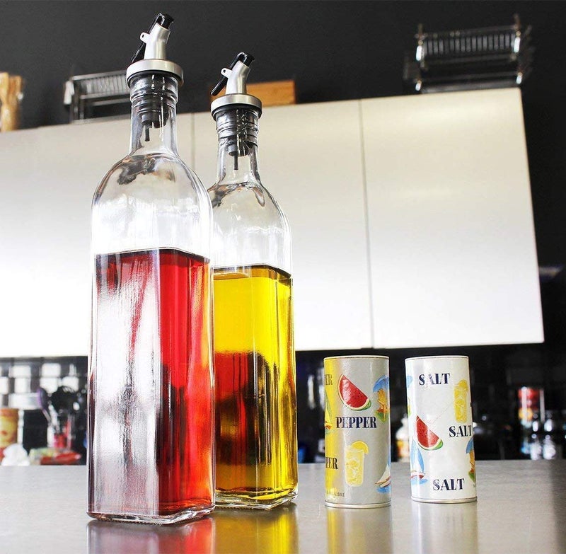 KIDINGTON 1 Pcs Glass Oil Dispenser Vinegar Dispenser BPA Free Salad Dressing Cruet Glass Bottle Olive Oil Bottles Dispenser 500 ML Each Pack of 1 - Image 4