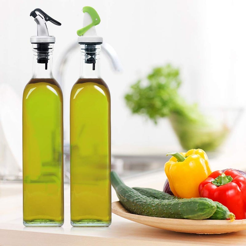 KIDINGTON 1 Pcs Glass Oil Dispenser Vinegar Dispenser BPA Free Salad Dressing Cruet Glass Bottle Olive Oil Bottles Dispenser 500 ML Each Pack of 1 - Image 2