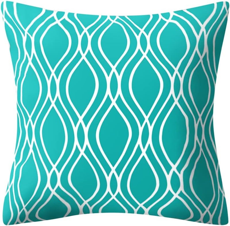Drmstow Teal Pillow Covers 18x18 Set of 4 Turquoise and Grey Blue Geometric Decorative Throw Pillow Cushion Covers for Couch Living Room Bed Outdoor Patio Furniture Indoors Home Decor… - Image 5