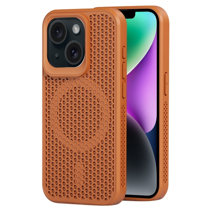 HuHa Protective Cover For iPhone 14 Plus MagSafe Magnetic Heat Dissipation Phone Case(Brown) - Image 1