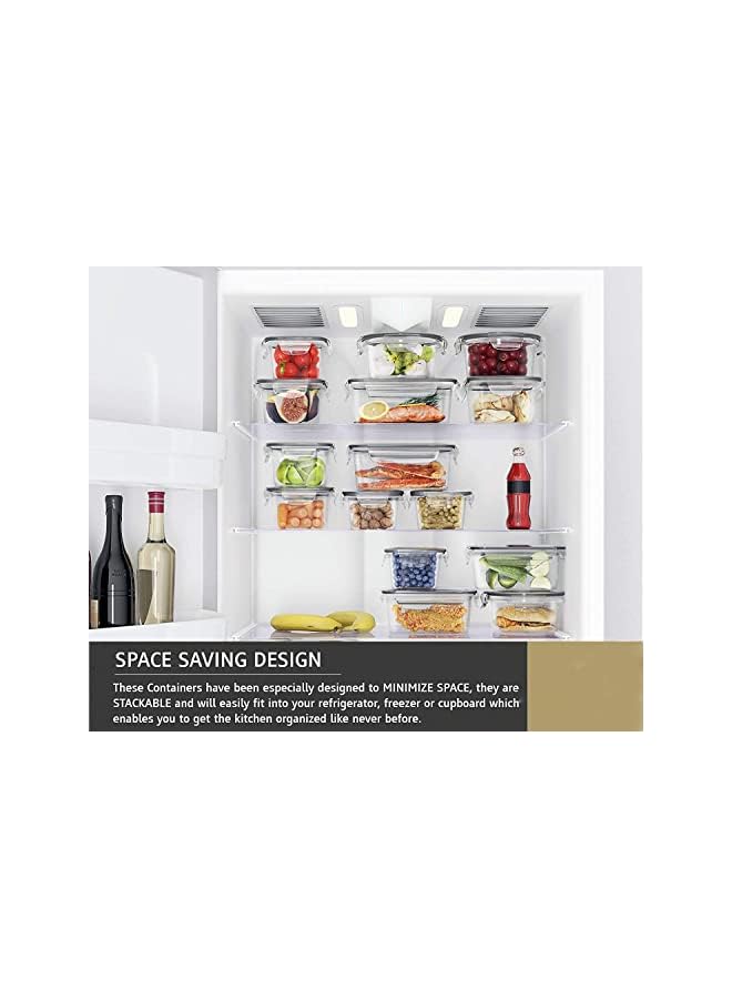 IAF 32 Piece Food Storage Containers Set with Easy Snap Lids (16 Lids + 16 Containers) - Airtight Plastic Containers for Pantry & Kitchen Organization - with Free Labels & Marker (16) - Image 4