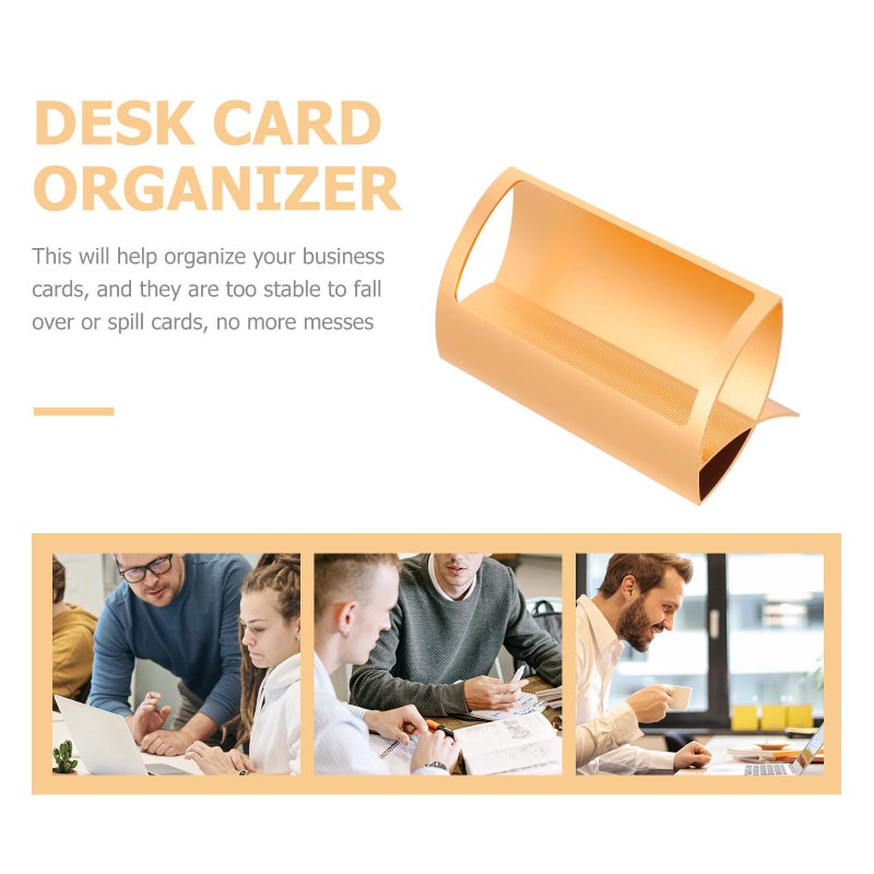 Light Gold Metal Business Card Holder Desk Organizer Display Stand for Office - Image 4