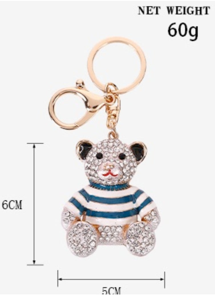 Generic Cute Diamond Studded Teddy Bear Alloy Keychain Red  - Image 3