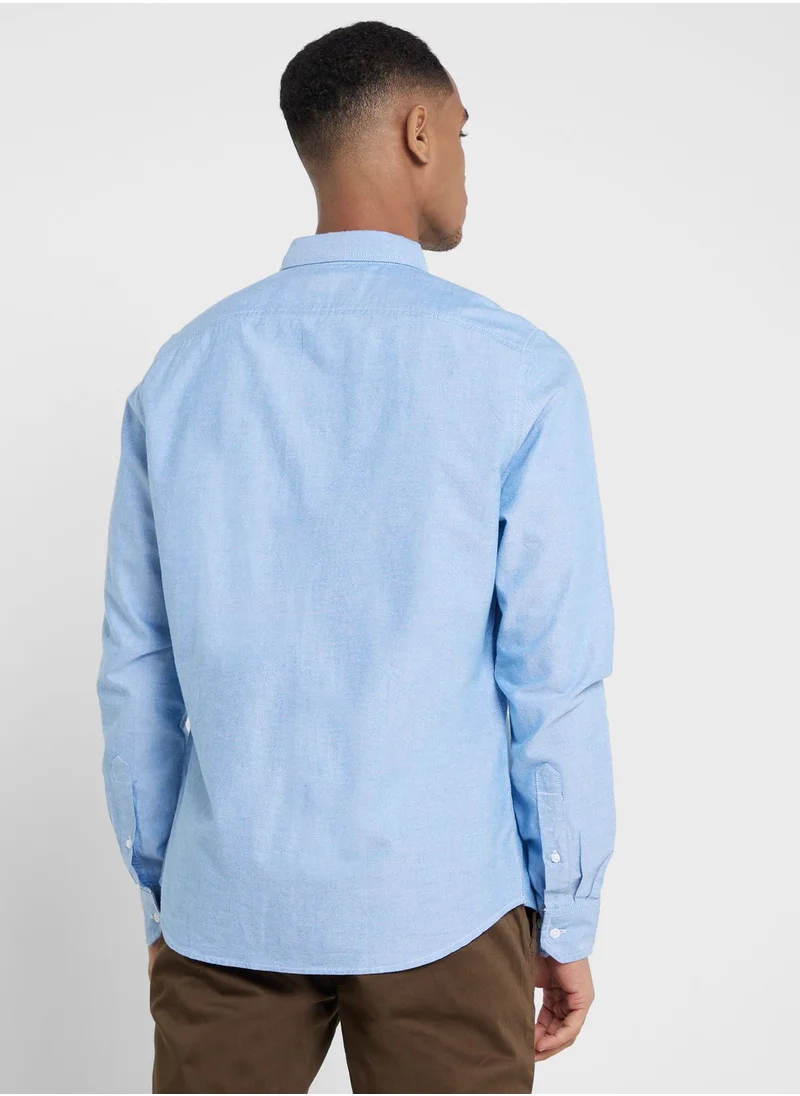 توماس سكوت Thomas Scott Men Blue Slim Fit Pure Cotton Casual Sustainable Shirt