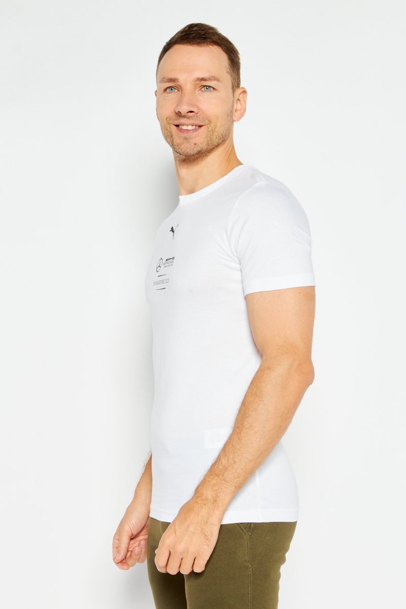 PUMA تي شيرت رياضي قصير الأكمام للرجال من بومة × مرسيدس AMG، أبيض - Image 3