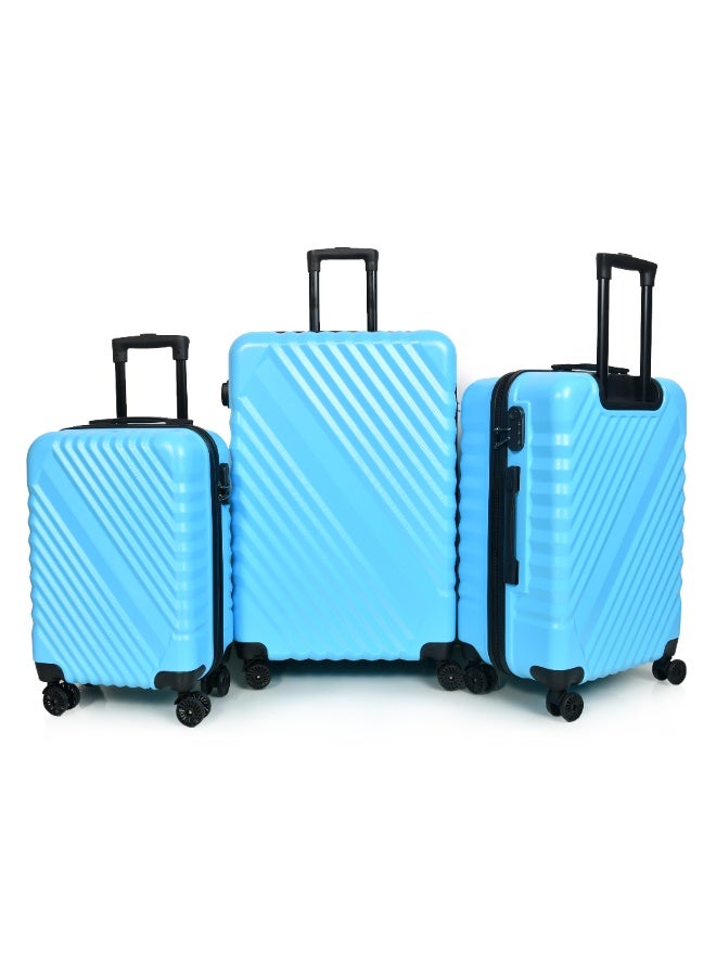 مورانو طقم شنط سفر لون أزرق مكون من 3 حقائب أمتعة 4 عجلات - Image 1