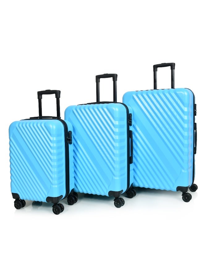 مورانو طقم شنط سفر لون أزرق مكون من 3 حقائب أمتعة 4 عجلات - Image 2