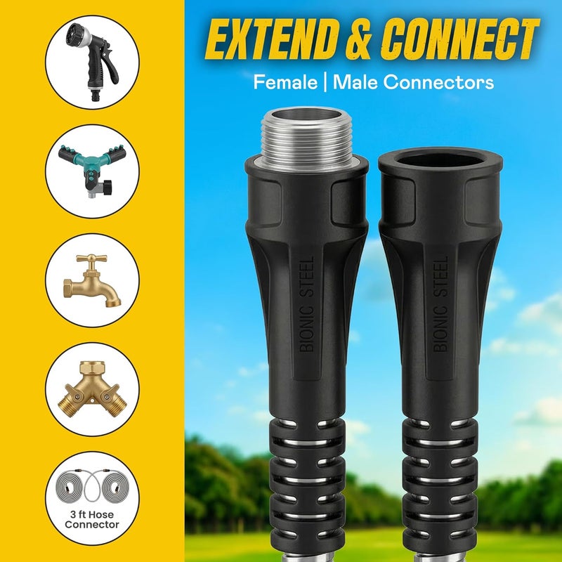 BIONIC STEEL 3Ft Short Garden Hose, 3 Ft x 5/8 In. Connector Hose for Reel, Leak Proof Connection, Heavy Duty, Non Kinking, Flexible, Hose Extension - Image 2