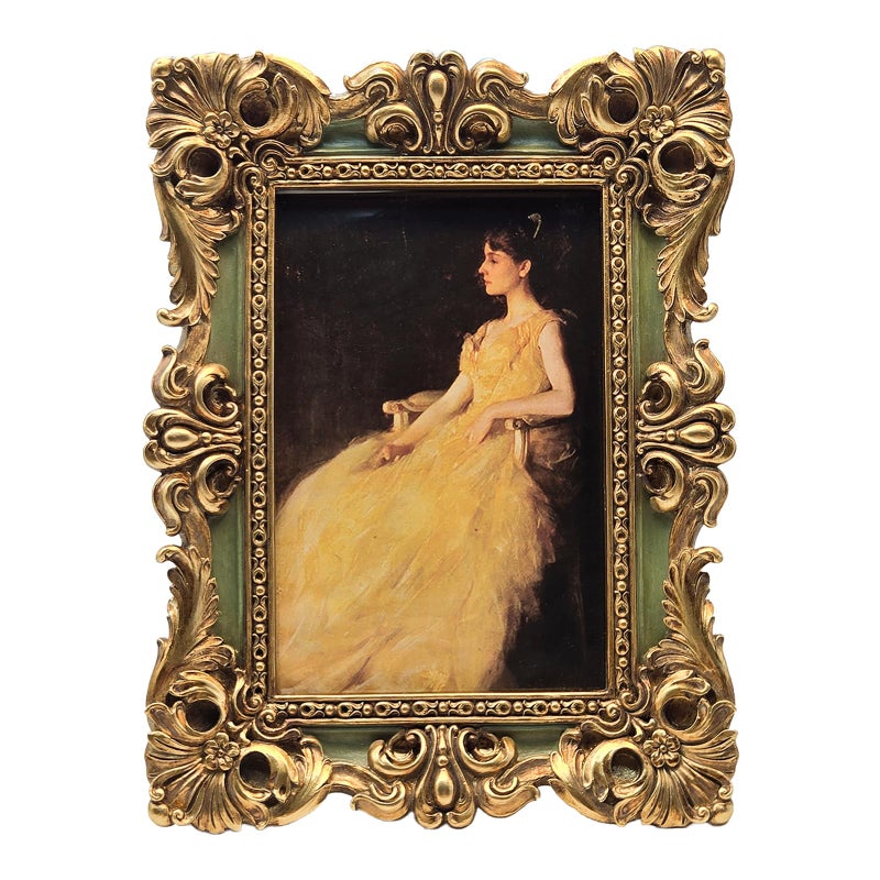 CISOO 4x6 Vintage Picture Frame Antique Ornate Green and Gold Photo Frame, for Table Top and Wall Display, Decorative Floral Design Retro Home Decor, Photo Gallery Art - Image 1