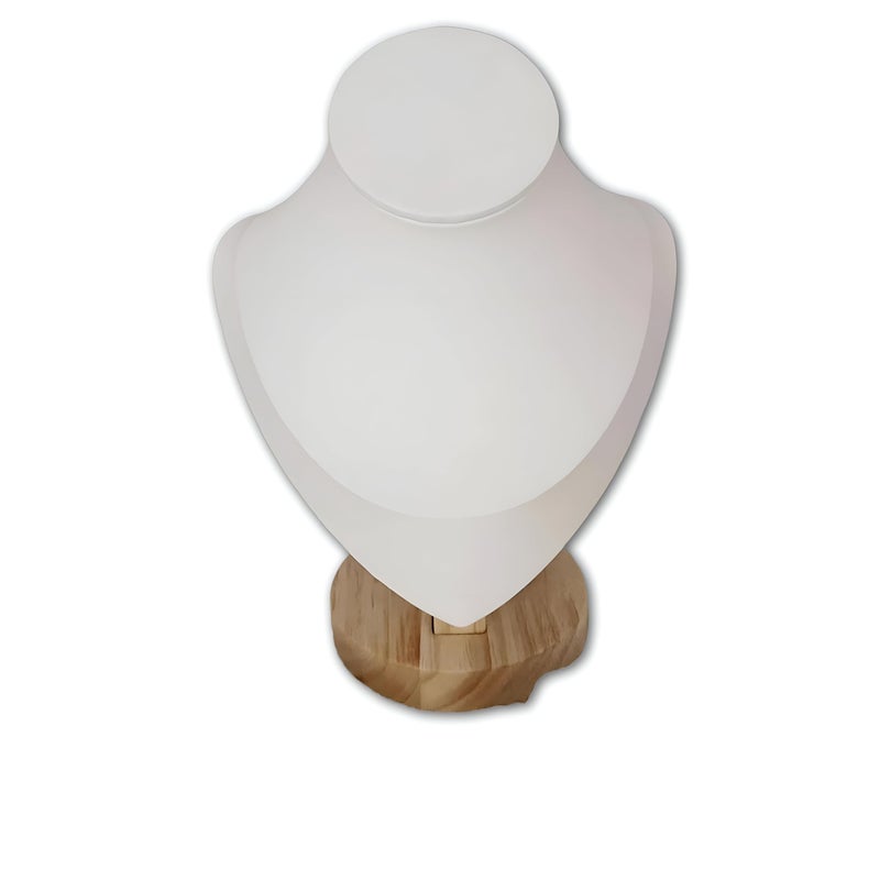 Necklace Bust Stand - Premium Velvet-Covered 3D Mannequin for Organized Jewelry Display, Ideal for Chains and Pendant Storage (White, S) - Image 1