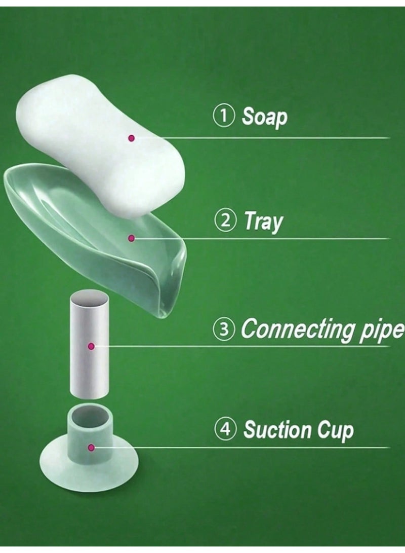 2 قطعة من الصابون مربع ( رمادي + أخضر ) ، حامل الصابون مصاصة ، الجدار شنقا غير المثقاب الإبداعية رف الصرف الصحي لا تراكم المياه ، التخزين المنزلية ، ورقة على شكل صحن الصابون مع أنابيب الصرف الصحي ، والصابون حامل صينية حمام التبعي ، والصابون الحاويات ، حمام التخزين والتشطيب - Image 2