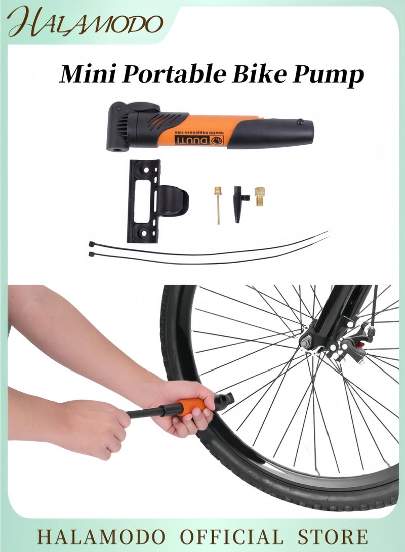 Mini Portable Bike Pump Set Compact Hand-held Inflator High-Pressure Biking Mountain Bicycle Tire Air Pump Bike Accessories for Women & Men - Image 1