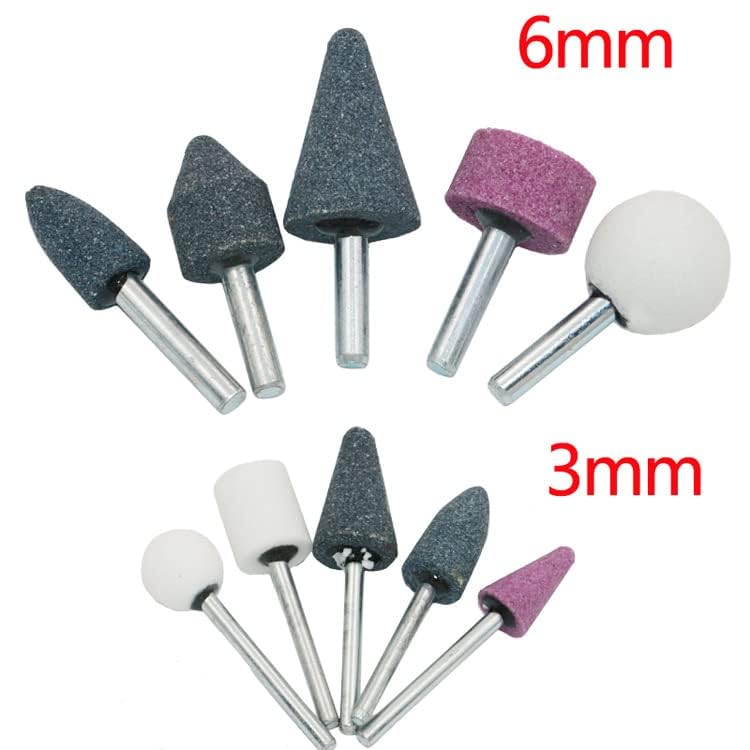 Veltrix - 10Pcs/Set Shank 6mm/3mm Mounted Stone Grinding Head Abrasive Drill Rotary Tools Cutting Grinding Head Set For Polishing Machine - Image 2