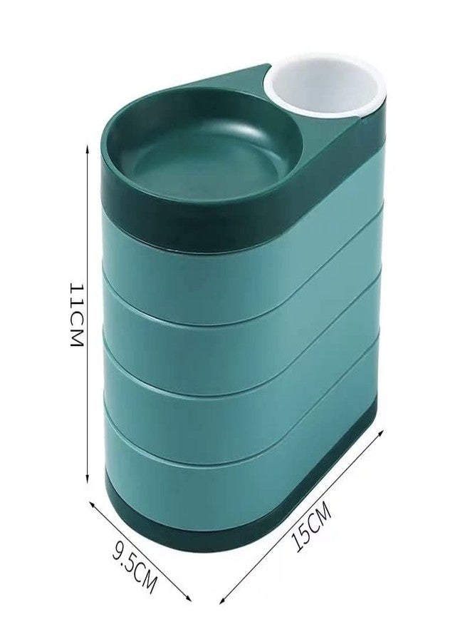 CherryBox Rotatable Jewellery Organiser - 5 Layer Rotatable Plastic Jewellery Storage Case with Anti Slip Base for Earring, Ring, Studs for Women- 360 Degree Rotatable and Portable (Green) - Image 2