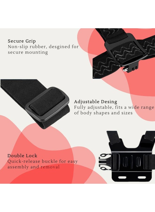 MiPremium Chest Harness Chesty Mount & Head Strap for GoPro Hero 11 10 9 8 Max Go Pro Hero 7 6 5 3 4 Session Black Silver Fusion DJI Osmo AKASO Accessories Kit for Action Cameras - Image 2